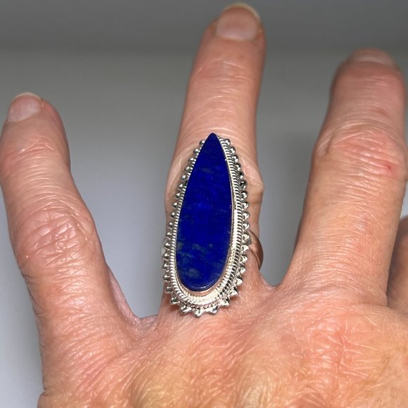 Lapis Lazuli ring, large, unique shape, size: 6 NWOT - Picture 5 of 5